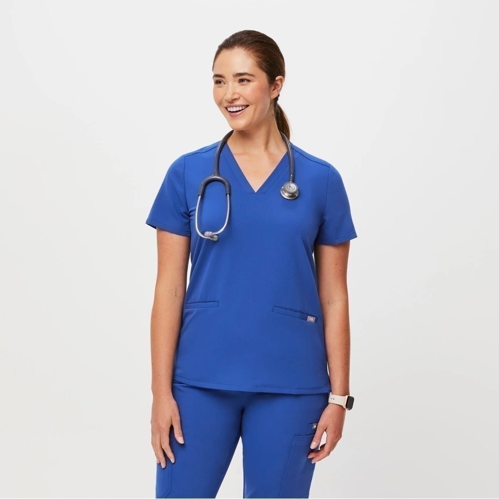 FIGS Casma Three-Pocket Scrub top short sleeve blue size XL